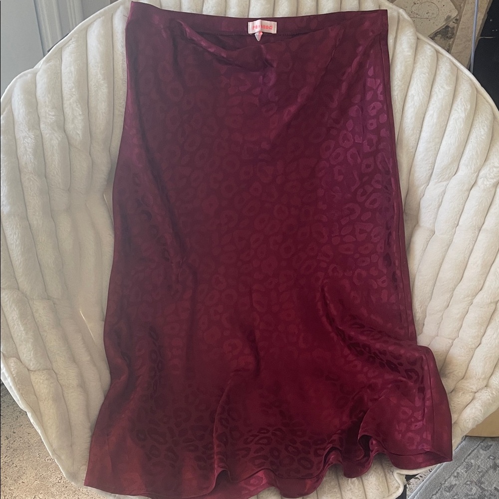 re:named Deep Red Animal Print Midi Skirt
